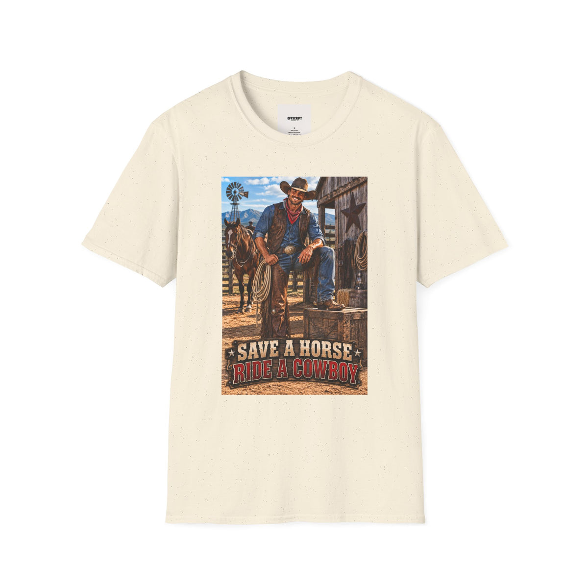 Cowboy Graphic T-Shirt — “Save a Horse, Ride a Cowboy” Western Tee
