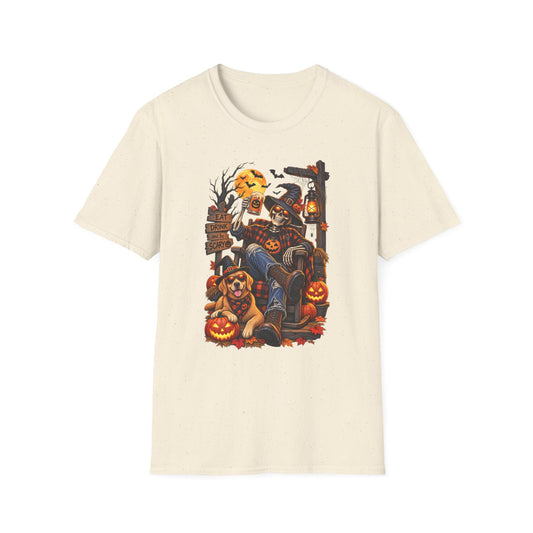 Halloween Skeleton Lounge T-Shirt — "Eat Drink & Be Scary" Graphic Tee