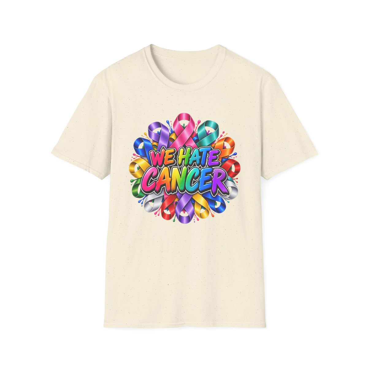 We Hate Cancer T-Shirt — Multicolor Cancer Awareness Ribbon Tee