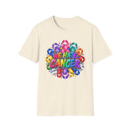 We Hate Cancer T-Shirt — Multicolor Cancer Awareness Ribbon Tee
