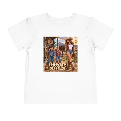 Toddler Tee — "Howdy Ma'am" Cowgirl Graphic Kids Shirt