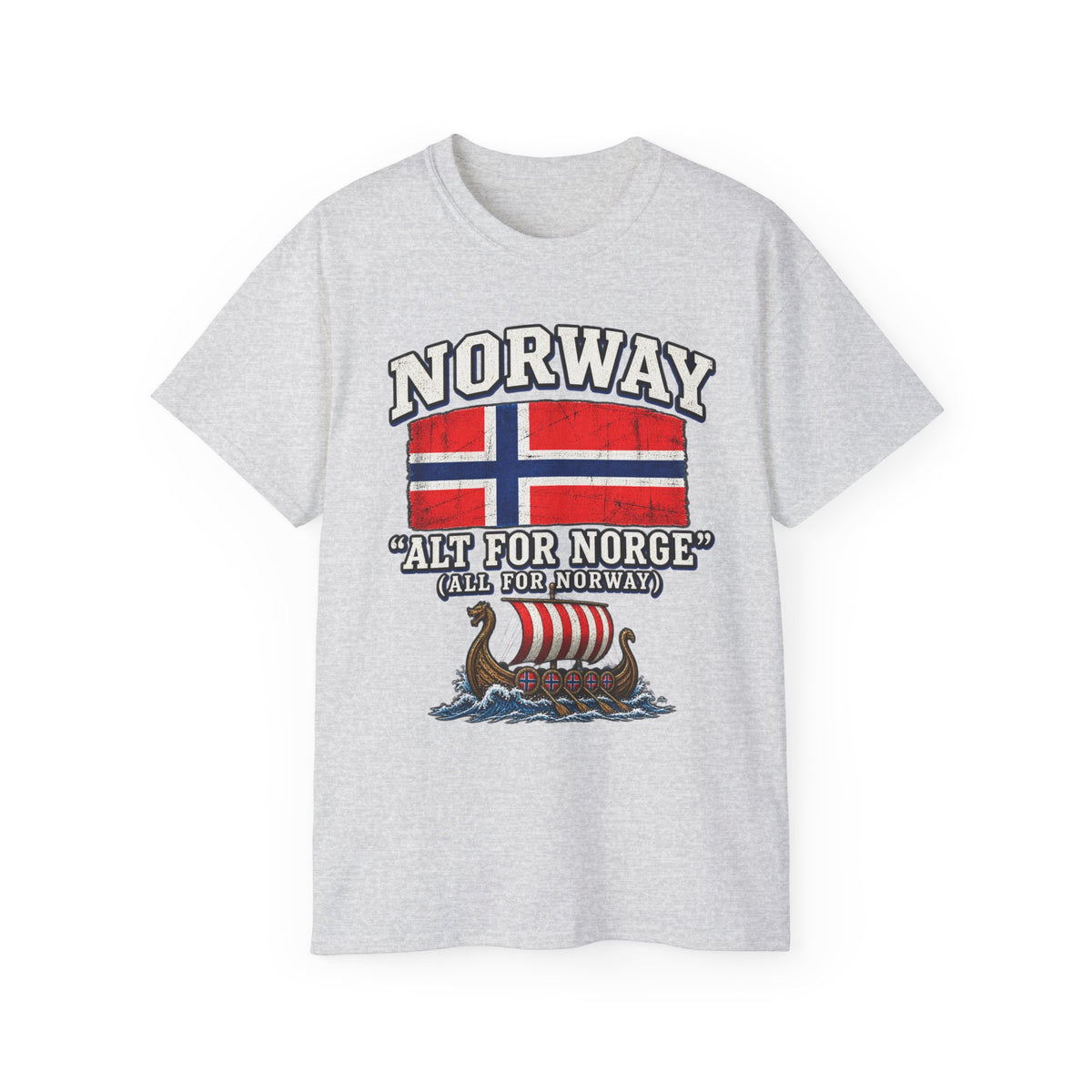 Norway Flag Viking Ship T‑Shirt — "Alt For Norge" Patriotic Tee