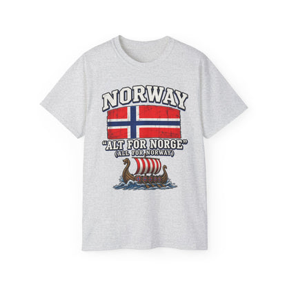 Norway Flag Viking Ship T‑Shirt — "Alt For Norge" Patriotic Tee