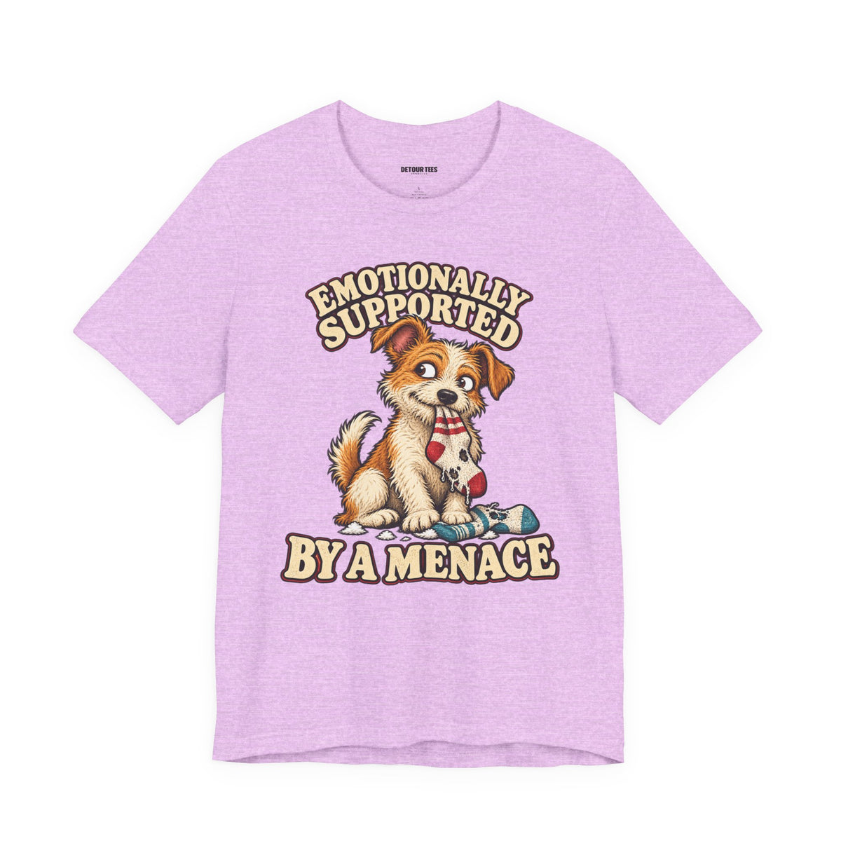 Emotionally Supported by a Menace Tee — Cute Puppy Graphic T‑Shirt