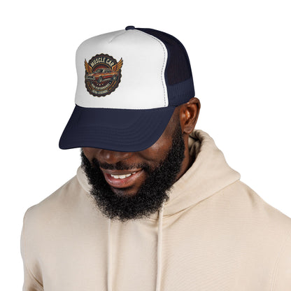 Muscle Car Emblem Trucker Cap | Vintage Hotrod Logo