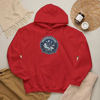 Snowboarding Hoodie – "Snowboarding Life" Graphic Pullover with Backboarder Illustration