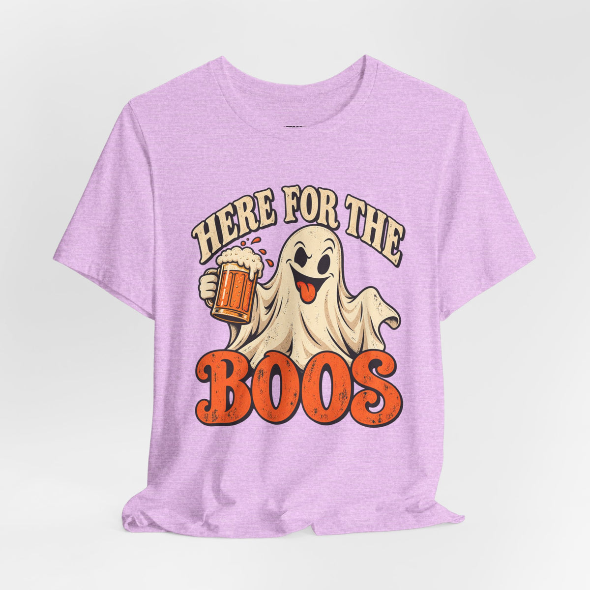 Here for the Boos Halloween T-Shirt — Ghost Drinking Beer Graphic Tee