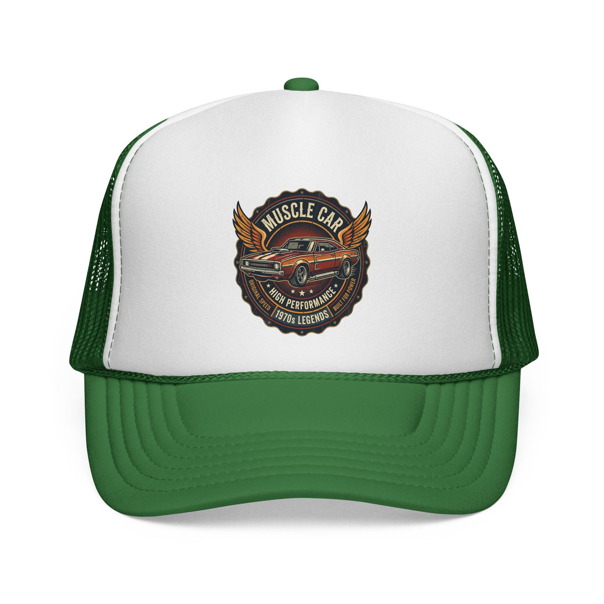 Muscle Car Emblem Trucker Cap | Vintage Hotrod Logo