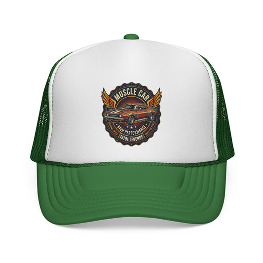 Muscle Car Emblem Trucker Cap | Vintage Hotrod Logo