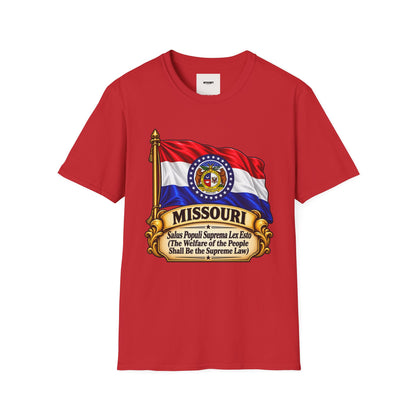 Missouri Flag T‑Shirt — State Seal & Motto Folded Flag Tee