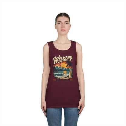 Weekend State of Mind Tank Top — Retro Beach Surf Sunset Graphic
