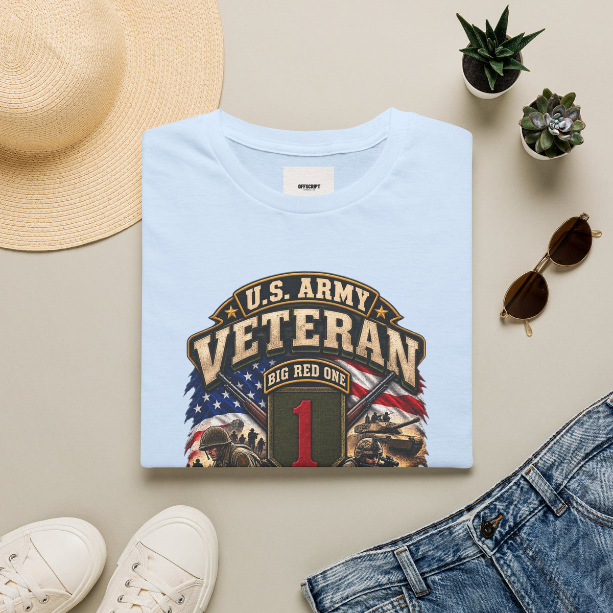 U.S. Army Veteran T-Shirt — "Big Red One" 1st Infantry Division Military Tribute