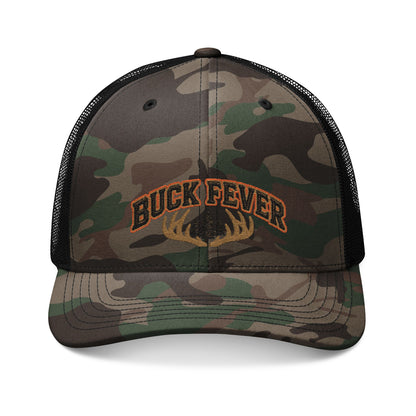Camouflage Trucker Hat — Embroidered 'Buckfever' Buck Antler Logo