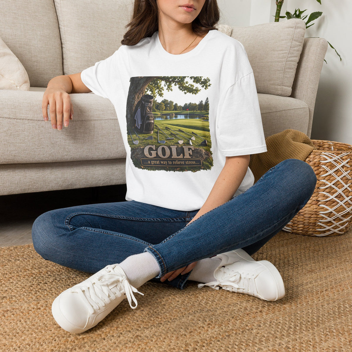 Golf Course Scene T‑Shirt — 'GOLF' Scenic Golfing Graphic Tee