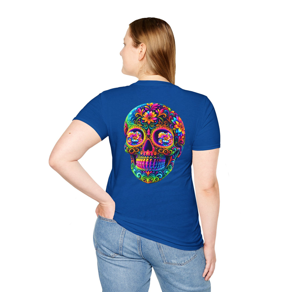 Sugar Skull T-Shirt — Colorful Day of the Dead Floral Skull Tee