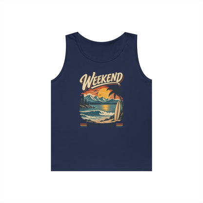 Weekend State of Mind Tank Top — Retro Beach Surf Sunset Graphic