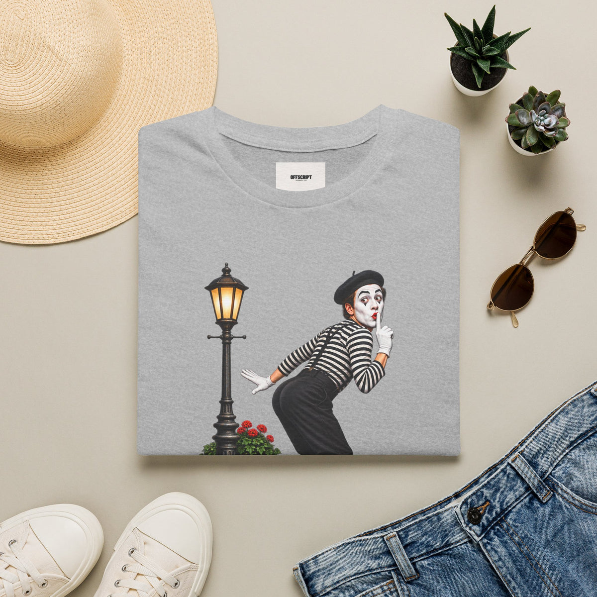 Mime Graphic T-Shirt — "Do Mime Farts Really Make a Noise?" Vintage Street Performer Tee