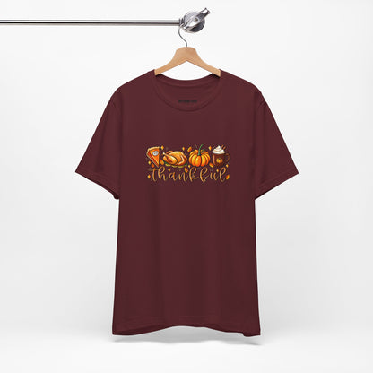 Thankful Harvest Tee — Thanksgiving Pumpkin & Pie Fall Shirt
