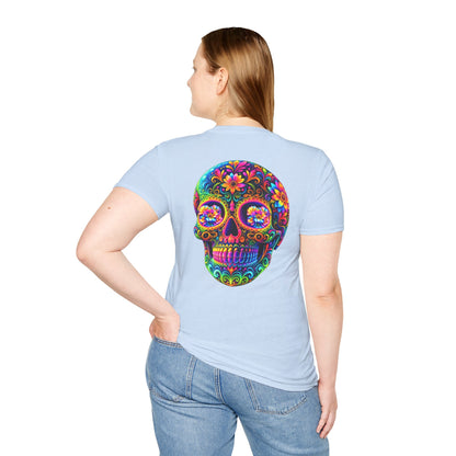 Sugar Skull T-Shirt — Colorful Day of the Dead Floral Skull Tee