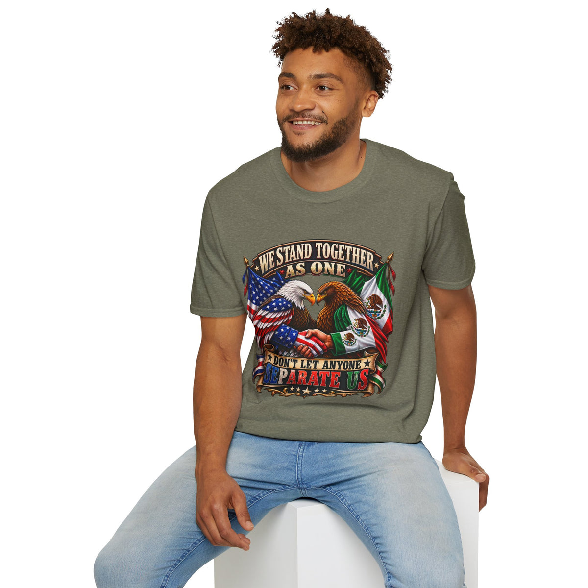 We Stand Together As One Eagle T-Shirt — USA & Mexico Unity Patriotic Tee