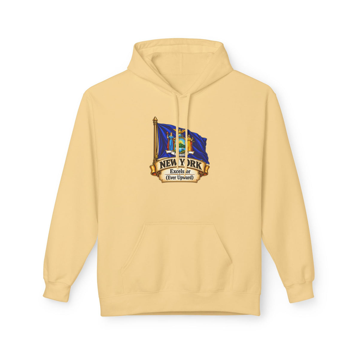 New York State Flag Hoodie – "Excelsior (Ever Upward)" Graphic Pullover