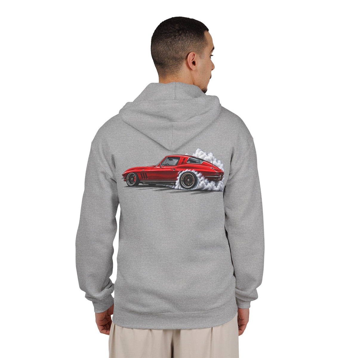 Classic Red Corvette Burnout Zip Hoodie