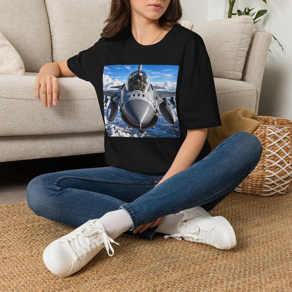 Fighter Jet Front View Tee — Military Aviation Pilot T-Shirt