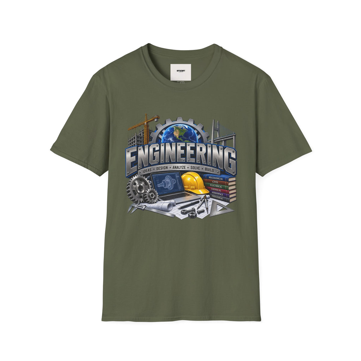 Engineering Graphic T-Shirt — STEM Design with Tools, Globe & 'Engineering' Text