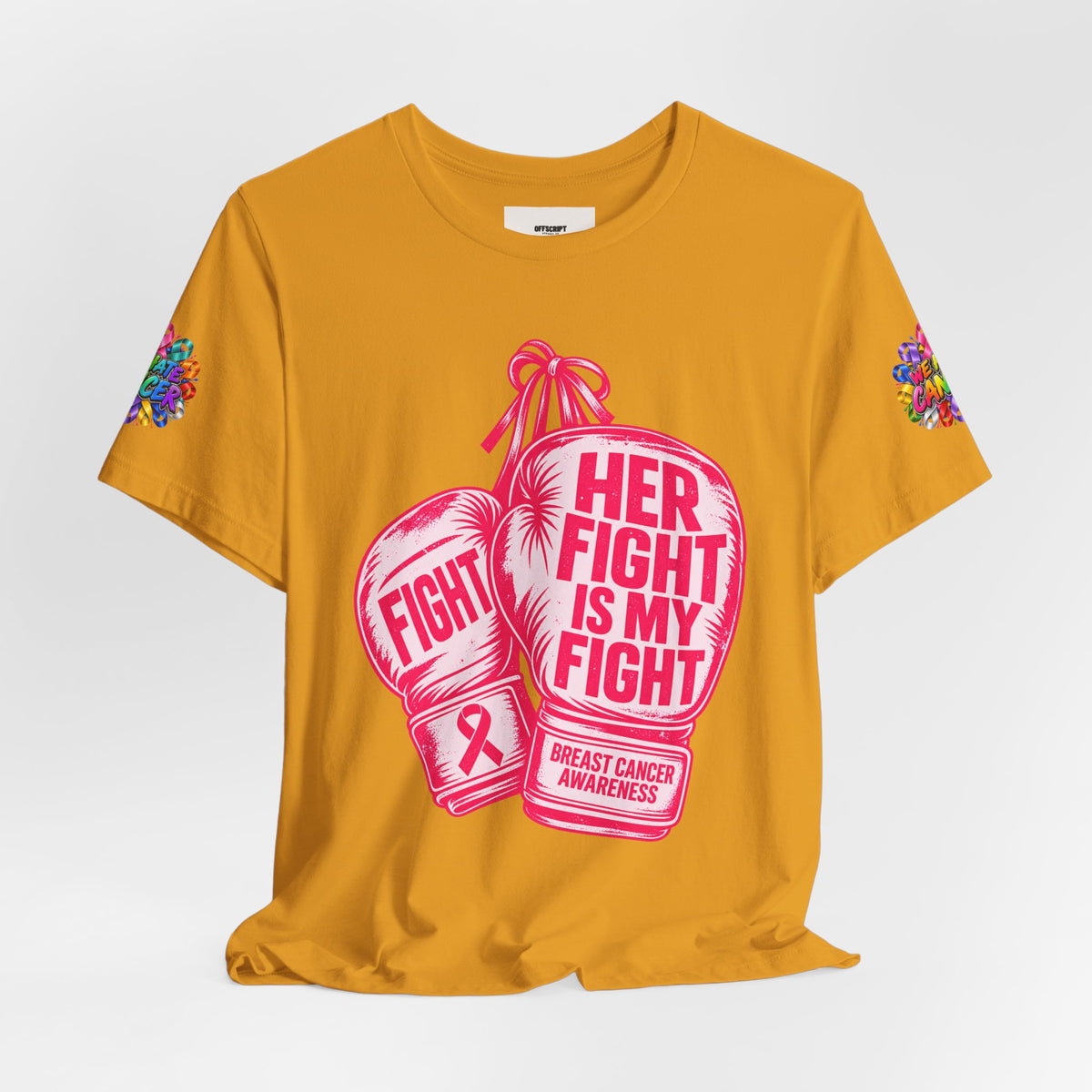 Breast Cancer Awareness Tee – “Her Fight Is My Fight” Boxing Gloves T-Shirt