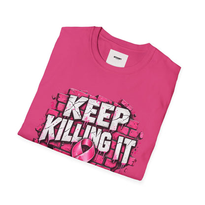 Keep Killing It pink ribbon T-Shirt | Breast Cancer Awareness, Motivational Graphic