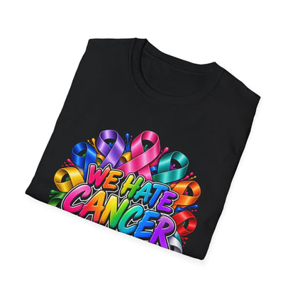 We Hate Cancer T-Shirt — Multicolor Cancer Awareness Ribbon Tee