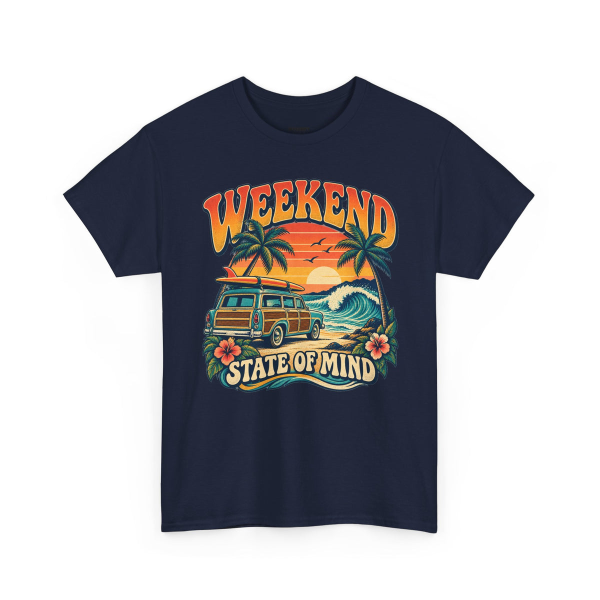 Weekend State of Mind Tee – Retro Surf Van Sunset T-Shirt