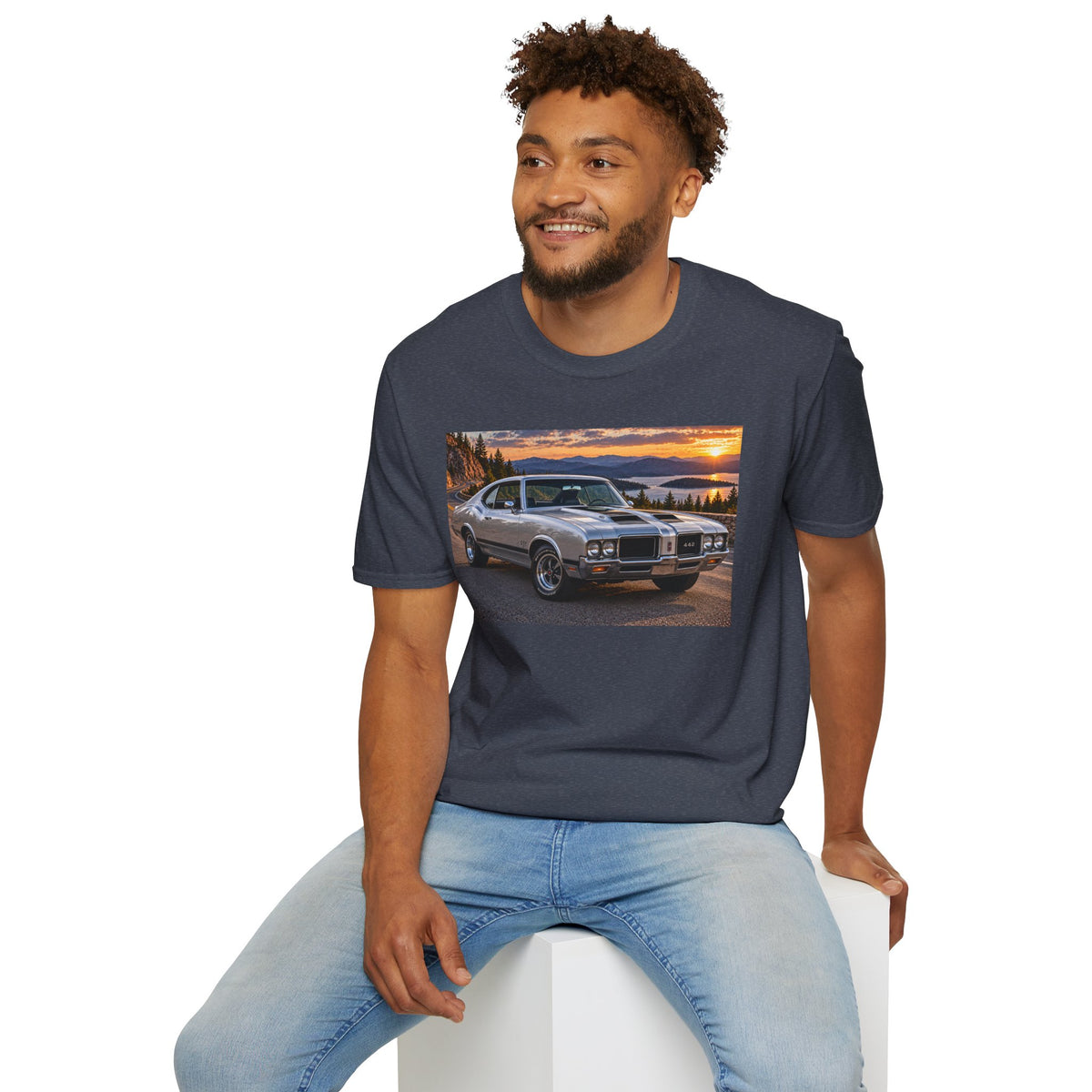 Classic Muscle Car T-Shirt – Vintage Oldsmobile Sunset Graphic Tee