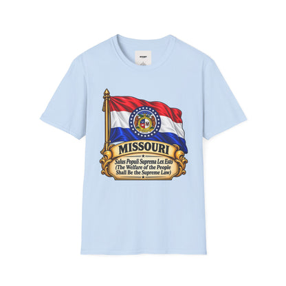 Missouri Flag T‑Shirt — State Seal & Motto Folded Flag Tee