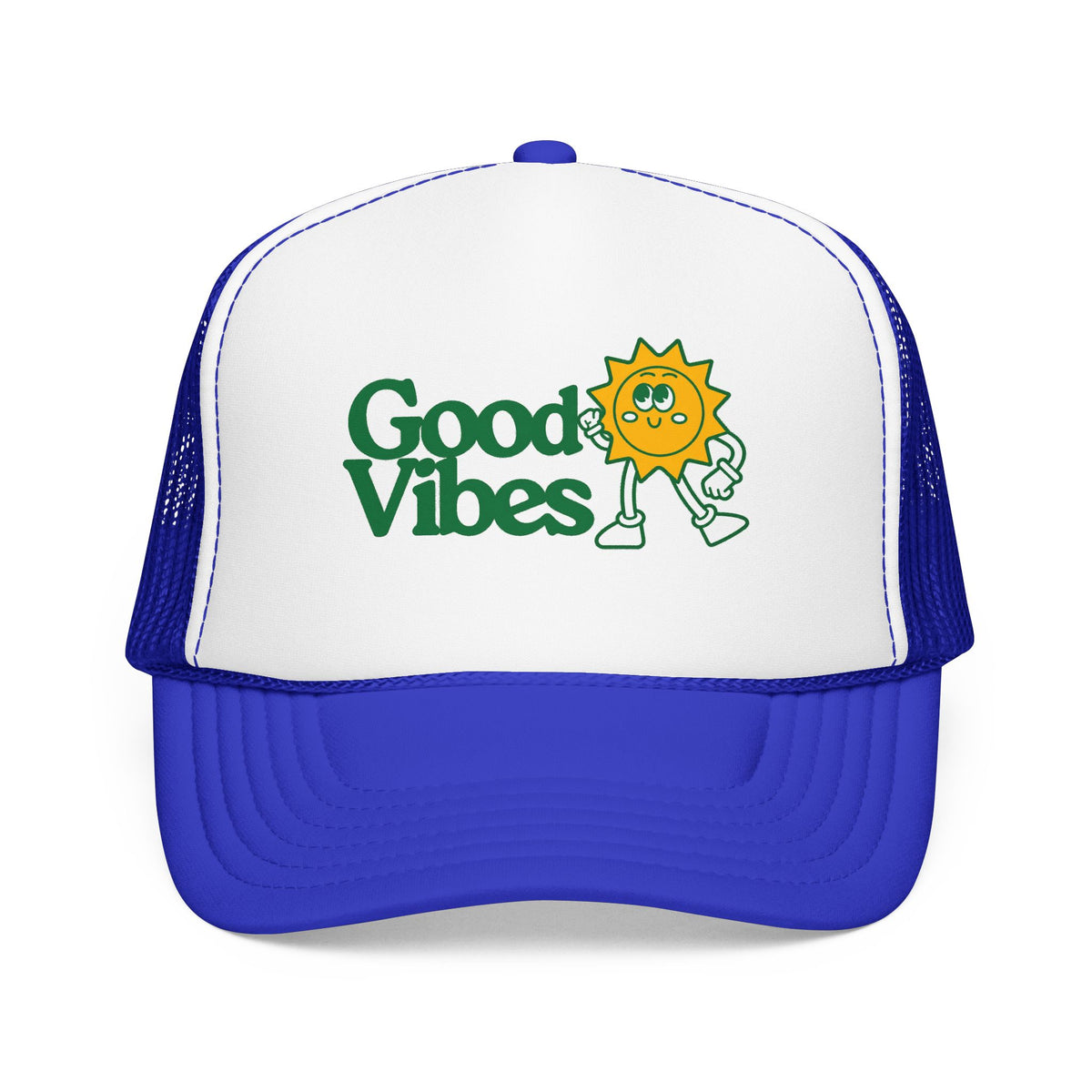Good Vibes Sun Trucker Hat — Retro Sunny Graphic Foam Cap