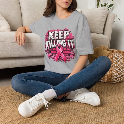 Keep Killing It pink ribbon T-Shirt | Breast Cancer Awareness, Motivational Graphic