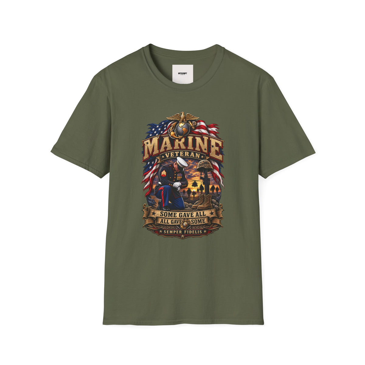 Marine Veteran T-Shirt — US Flag Eagle Emblem Military Tribute