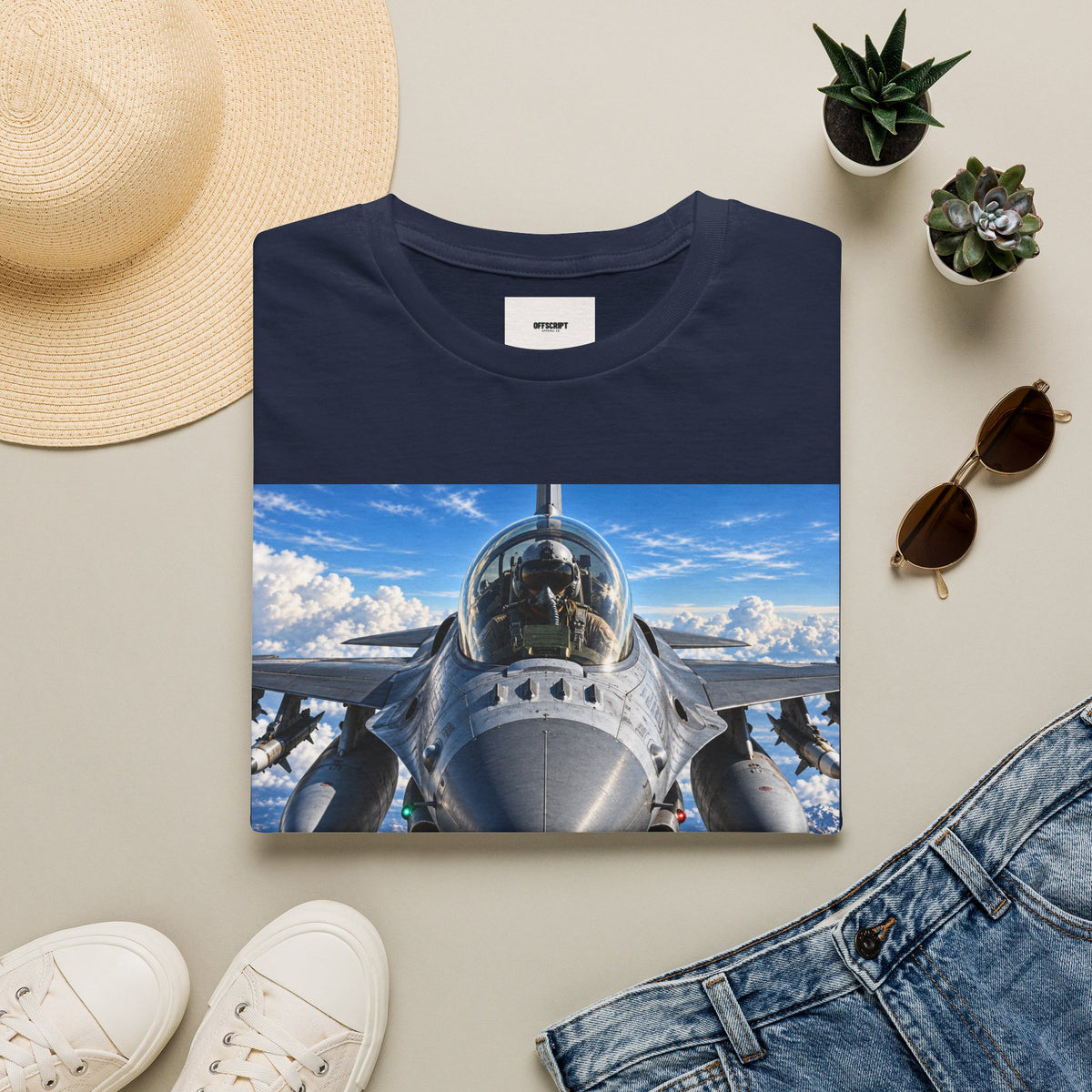 Fighter Jet Front View Tee — Military Aviation Pilot T-Shirt
