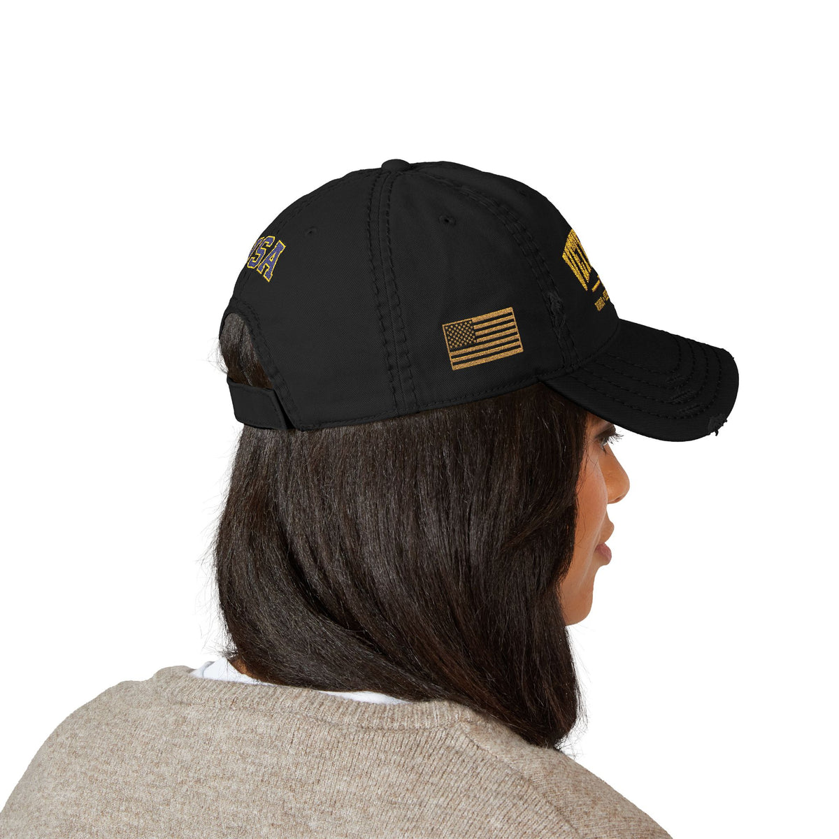 Veteran Embroidered Distressed Dad Hat — USA Honor Gratitude
