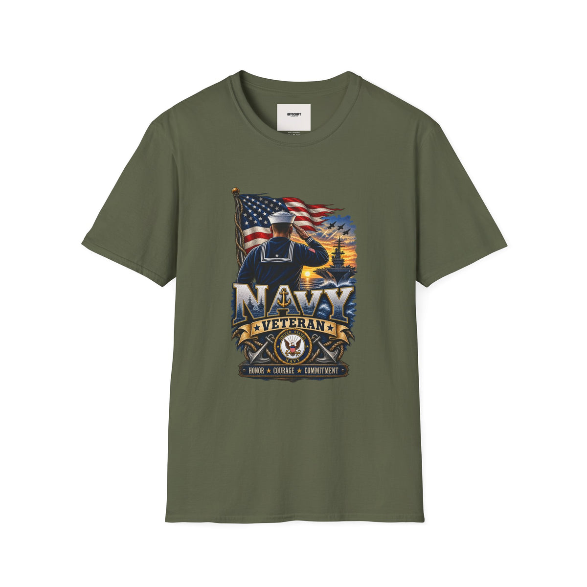 Navy Veteran Salute T‑Shirt – American Flag Military Tribute