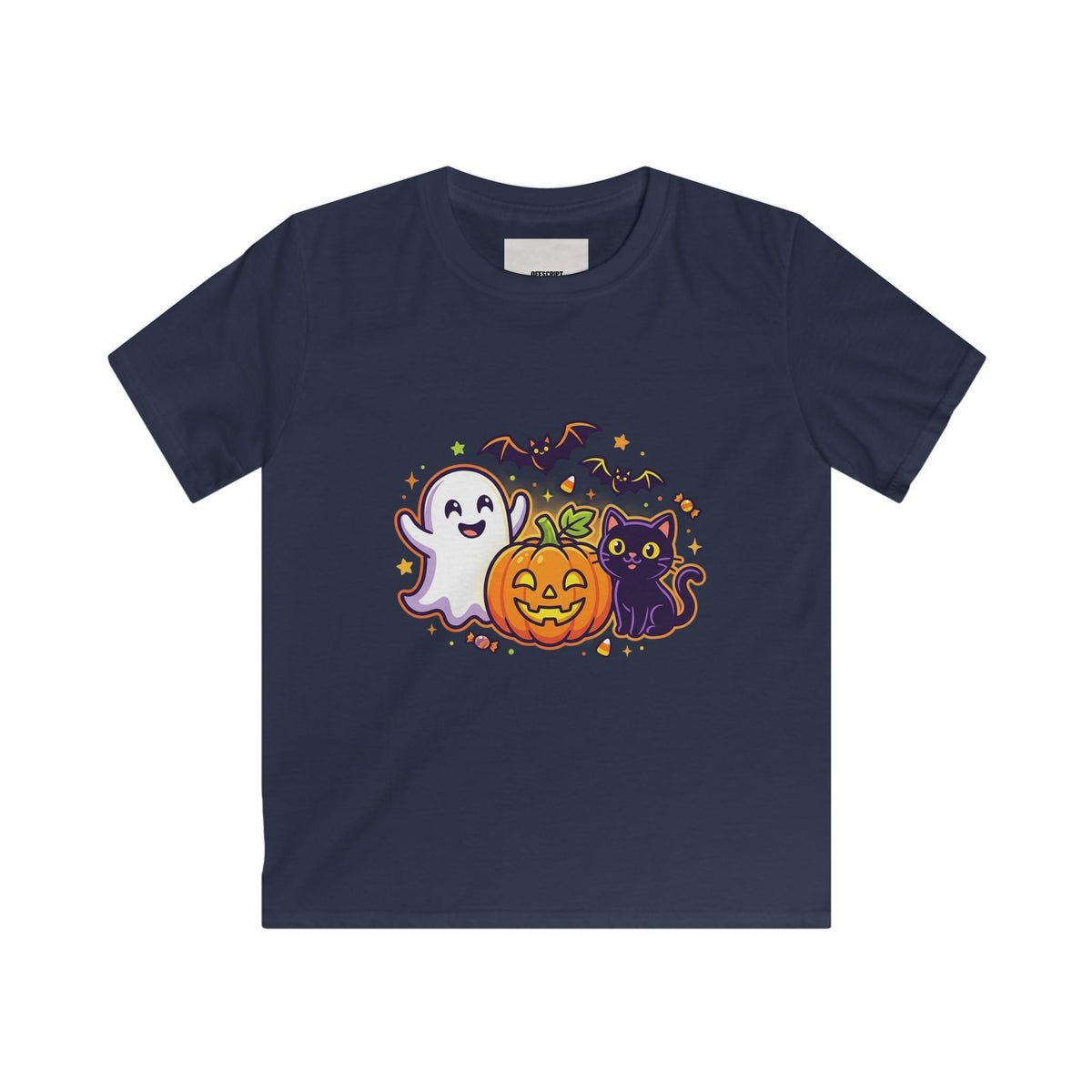 Kids Halloween Tee - Cute Ghost, Jack-O'-Lantern & Black Cat Shirt for Children