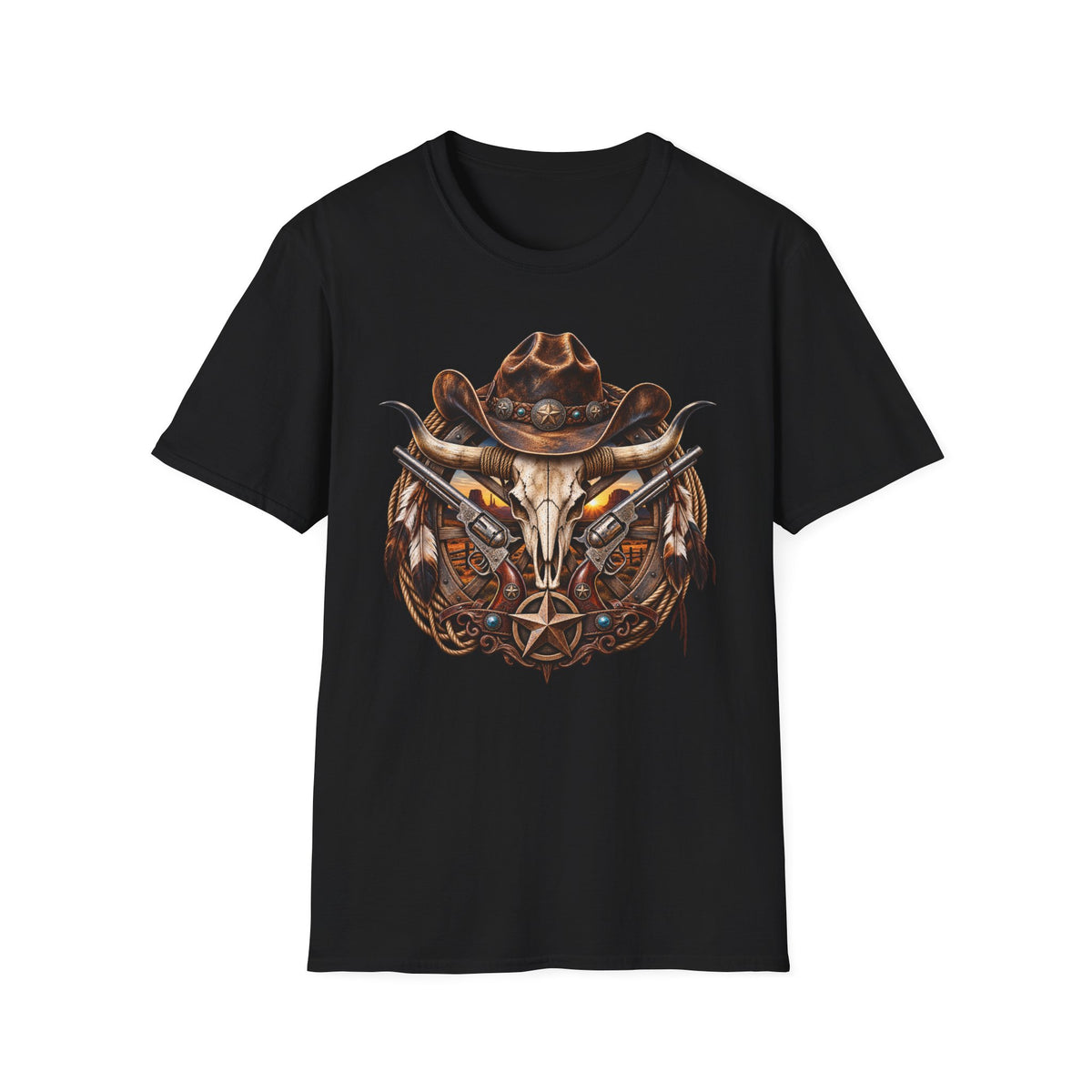 Cowboy Skull T-Shirt — Western Gunslinger Graphic Tee