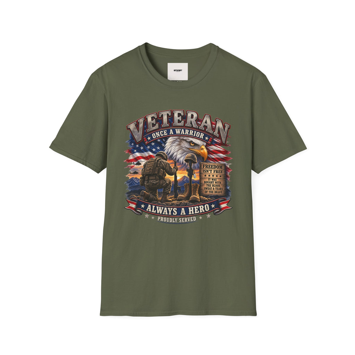 Veteran Once a Warrior T-Shirt — Patriotic Eagle & Flag Military Tribute