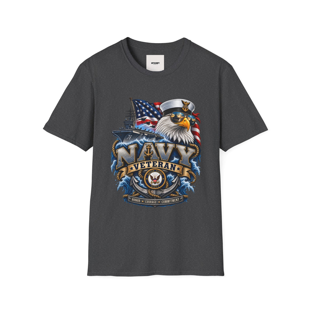 Navy Veteran Eagle T‑Shirt — Patriotic US Navy Flag Design