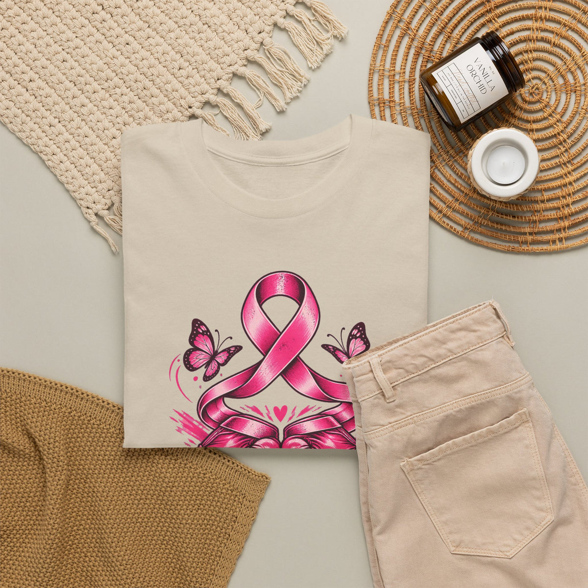 T-Shirt — Her Fight Our Strength Pink Ribbon Breast Cancer Awareness Tee