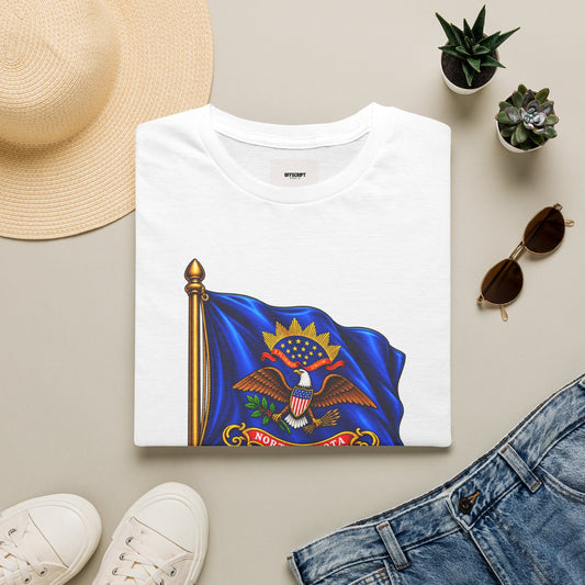 North Dakota State Flag T-Shirt — Liberty and Union Quote