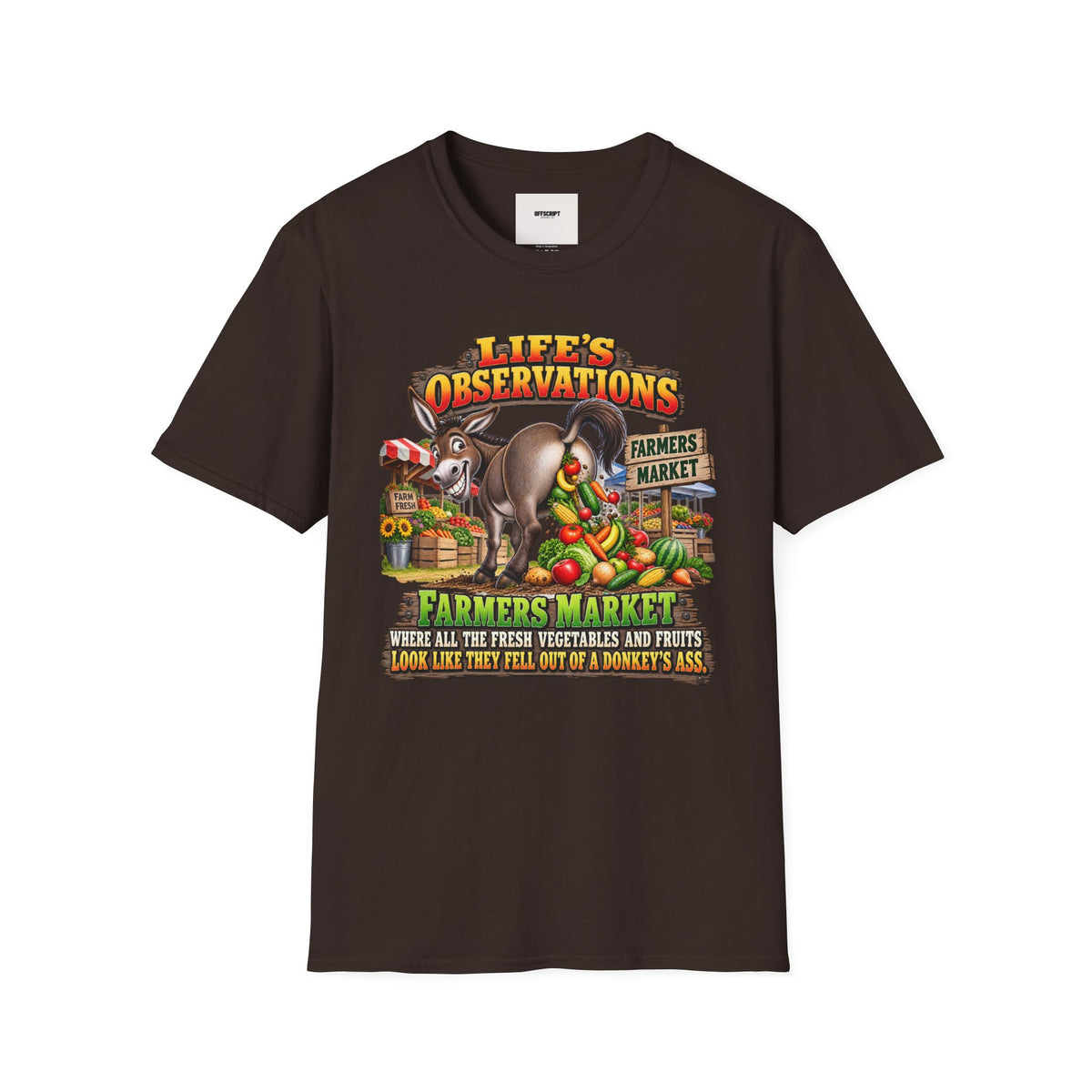 Life's Observations Farmers Market T-Shirt — Funny Donkey Produce Graphic Tee