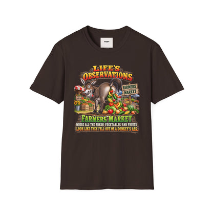 Life's Observations Farmers Market T-Shirt — Funny Donkey Produce Graphic Tee