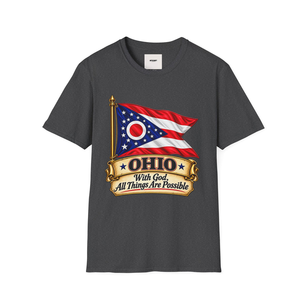 Ohio Flag T-Shirt — "With God All Things Are Possible" Patriotic Tee