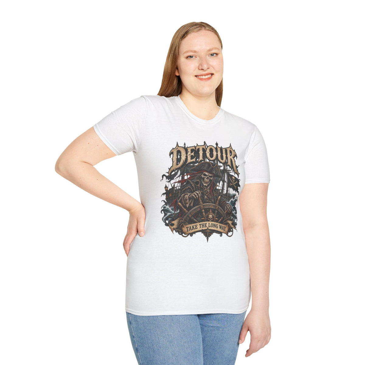 Detour Skull T-Shirt — "Take the Long Way" Vintage Biker Graphic Tee